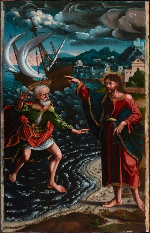 MAESTRO DE BORJA , "San Pedro caminando sobre las aguas", h