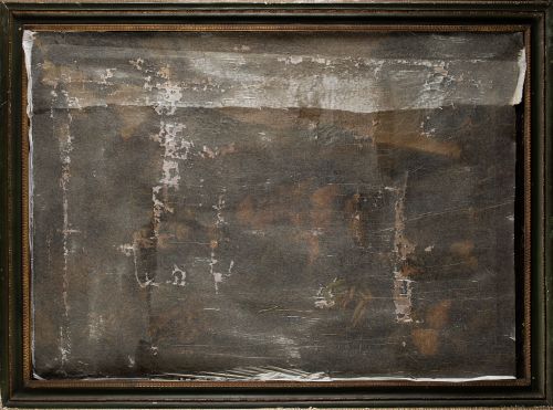 ANÓNIMO, "Bodegón de frutas en un paisaje", Óleo sobre lien