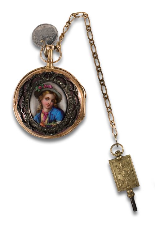 RELOJ CATALINO BERTHOUD DE ORO CON ESMALTE.