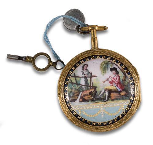 RELOJ CATALINO CON ESCENA DE ESMALTE S.XVIII