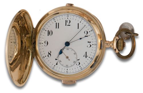 CHRONOGRAPH AND GOLD RING HUNTER-CASE WATCH