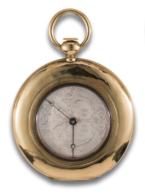 RELOJ DE BOLSILLO CAZADOR EN ORO, ESFERA EN PLATA