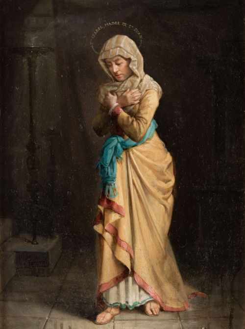 CESARE MARIANI, "Santa Isabel", 1887, Óleo sobre tabla.