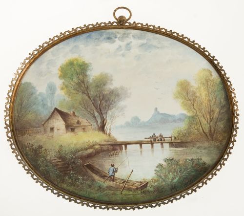 Placa ovalada de loza, manufactura centroeuropea, S. XIX