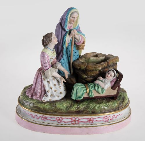 "Las tres edades", grupo en biscuit, posiblemente Francia,