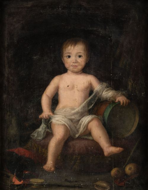 AGUSTIN ESTEVE, "Retrato de un niño", Óleo sobre lienzo.