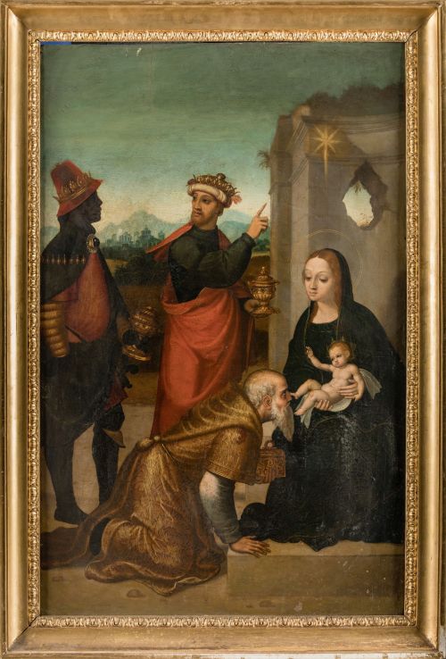 JUAN CORREA DE VIVAR, "Adoración de los Reyes", Óleo sobre