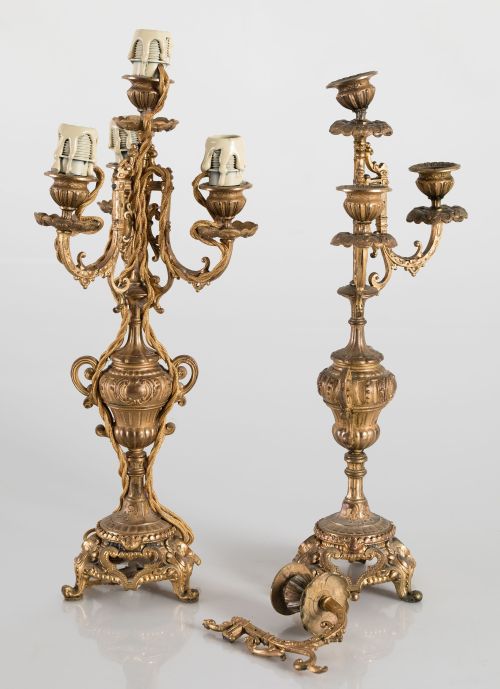 Pareja de candelabros de estilo Luis XV, Francia, S. XIX-S.