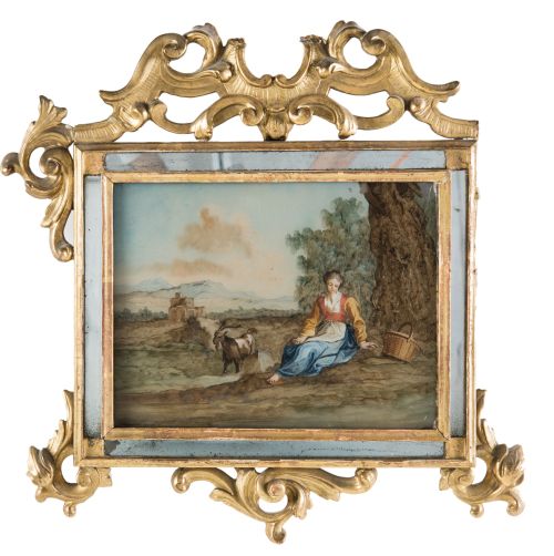 ESCUELA CENTROEUROPEA, "Escenas bucólicas", Pareja de óleos