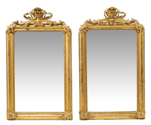 Pair of Elizabethan mirrors, Spain, 19th century