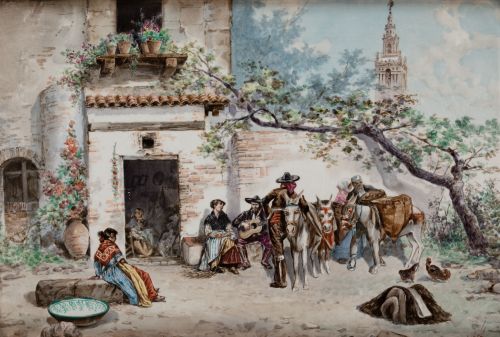 Pareja de placas de porcelana de la manufactura de Pickman 