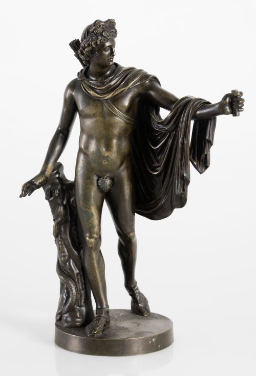 "Apolo de Belvedere", escultura de bronce patinado, Francia