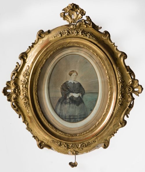 ESCUELA ESPAÑOLA , "Retrato de una aristócrata", Acuarela s