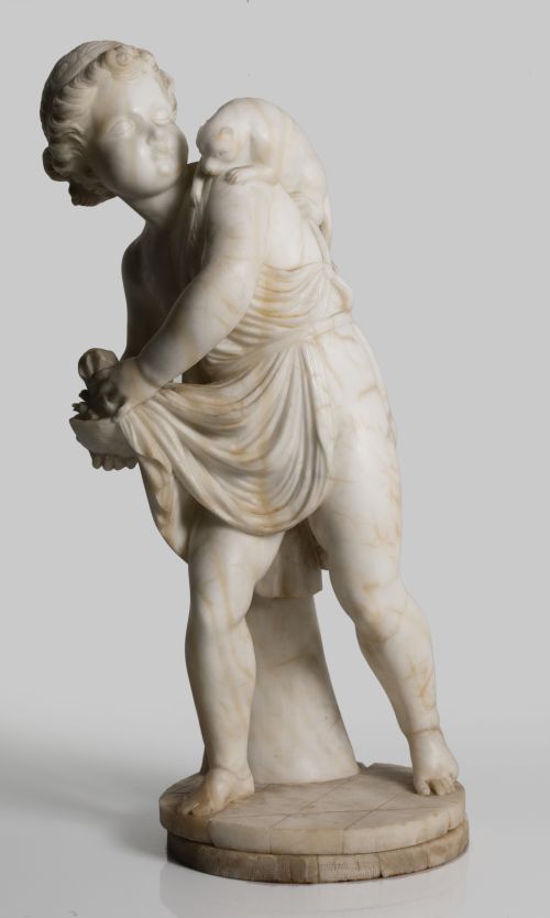 ESCUELA ITALIANA, "Niño protegiendo a unos pájaros de un ga