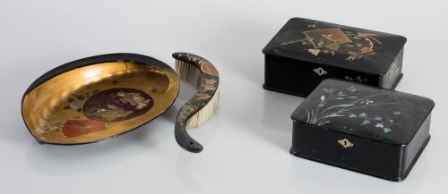 Dos cajas de laca japonesa, periodo Meiji, c. 1900