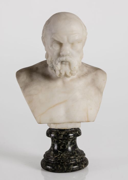 "Sócrates", busto de alabastro, posiblemente Francia, ffs.