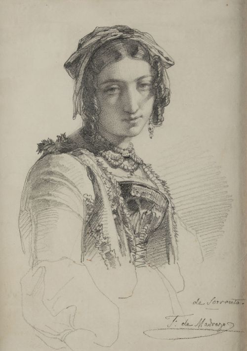 FEDERICO DE MADRAZO Y KUNTZ, "Campesina de Sorrento", Lápiz