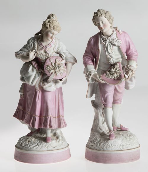 Pareja de figuras galantes al estilo del S. XVIII, Francia,