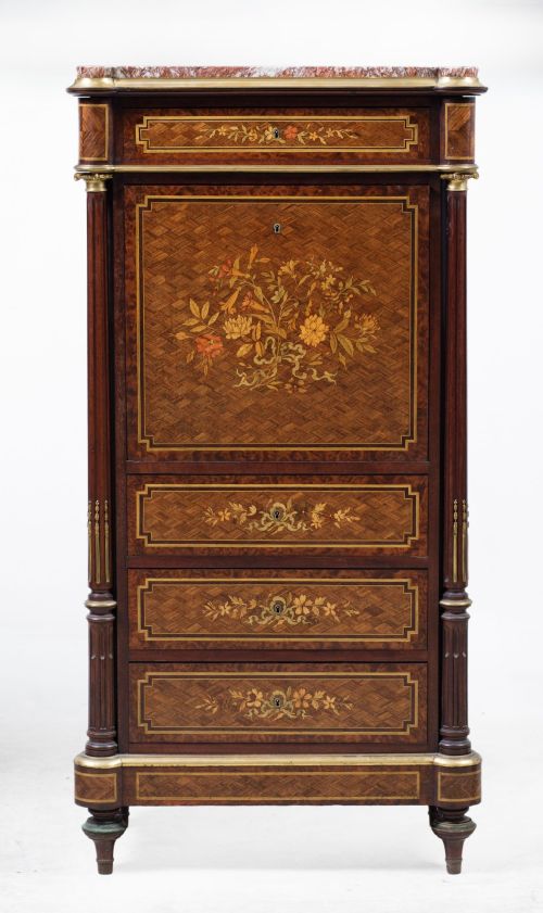 Buró "à abattant" de estilo Luis XVI, Francia, ffs. S. XIX