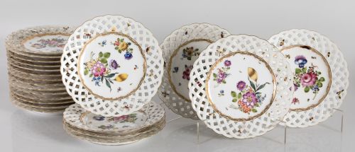 Lote de veintiun platos de porcelana de Samson, Francia, ff