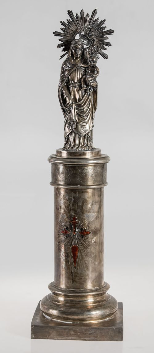 "Virgen del Pilar", figura de plata firmada A. Aladrén, Zar