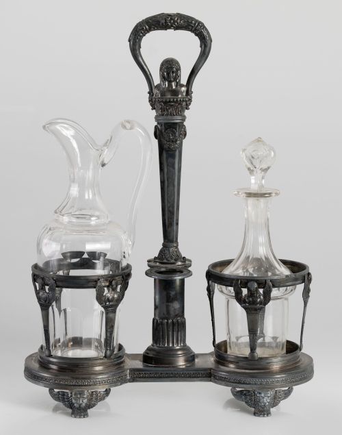 Vinagreras en plata española, marcas de Madrid Villa y Cort