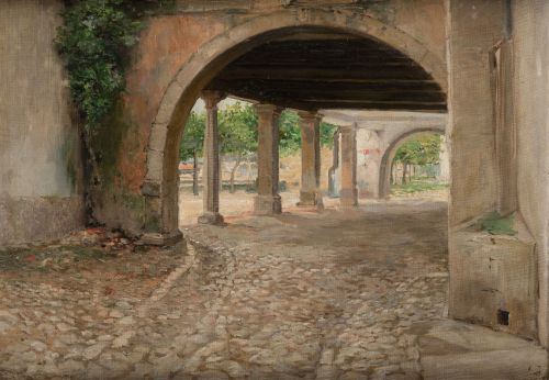 JOSE LLANECES, "Pórtico", Óleo sobre lienzo