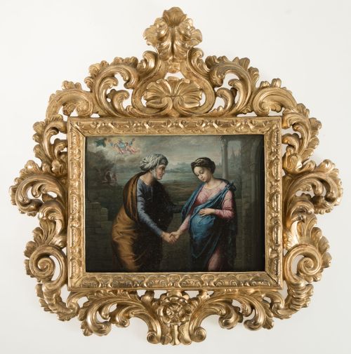 ESCUELA ESPAÑOLA , "Visitación de la Virgen a su prima sant