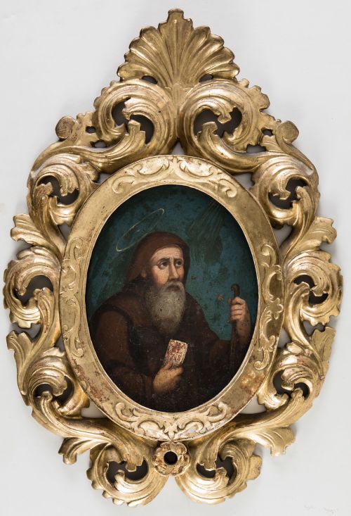 ESCUELA ESPAÑOLA , "San Francisco de Paula", Óleo sobre cob