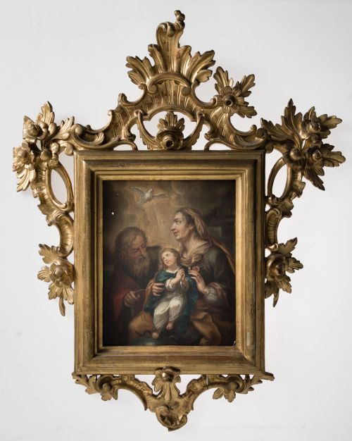 ESCUELA ESPAÑOLA, "La Virgen Niña con san Joaquín y santa A