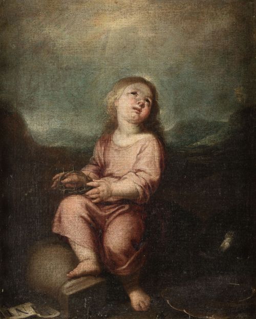 ESCUELA GRANADINA , "Niño Jesús de la Pasión", Óleo sobre l