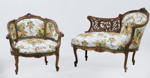 Silla y chaiselongue de estilo rococó, pps. S. XX
