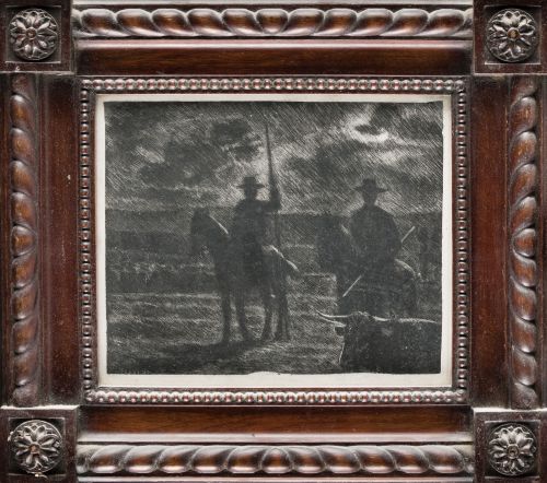 RAFAEL  IZQUIERDO, "Garrochistas", Tinta sobre papel.