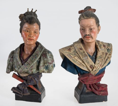 "Chinos mandarines", pareja de bustos, Alemania, c.1900