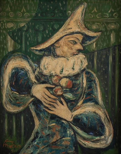 FRANCISCO MATEOS GONZÁLEZ, "Arlequin", 1951, Óleo sobre lie