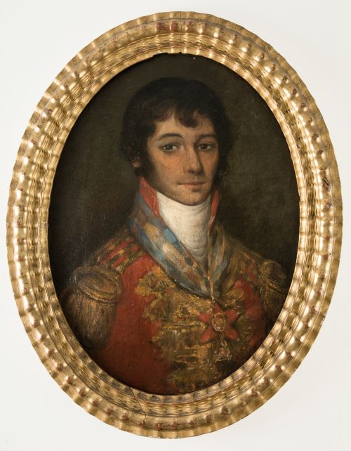 ESCUELA ESPAÑOLA , "Retrato de un oficial", Óleo sobre lien