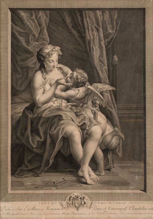 CARLO ANTONIO PORPORATI, "Venus y Amor", Grabado