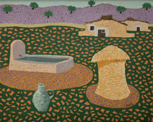 EVARISTO GUERRA ZAMORA, "Paisaje", Óleo sobre lienzo