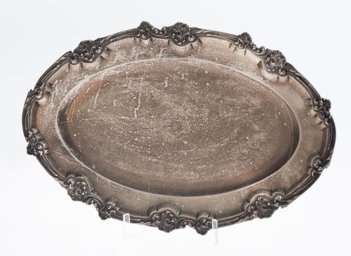 Fuente oval de plata española, Hermanos Pérez, ley 916, S.