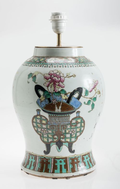 Lámpara de mesa a partir de un tibor chino, S.XX