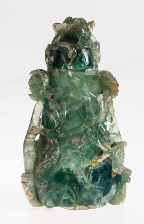 Jarrón con tapa de jade, China, S. XX