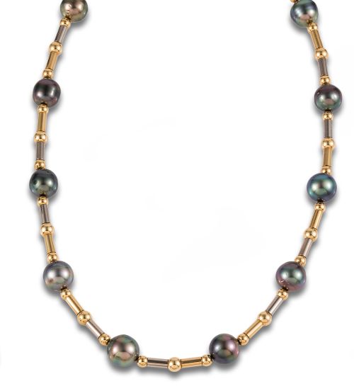COLLAR DE PERLAS TAHITÍ Y ORO BICOLOR PERLAS TAHITÍ CO