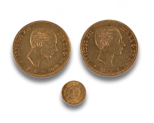 LOTE 3 MONEDAS EN ORO AMARILLO