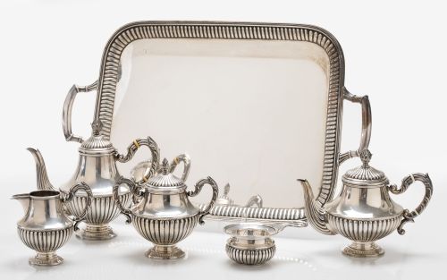 Juego de café de plata española ley 916, S. XX