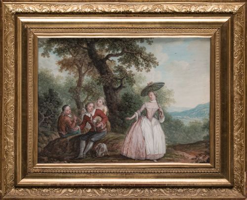 CÍRCULO DE NICOLAS LANCRET, "Escenas galantes con músicos",