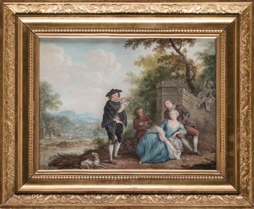 CÍRCULO DE NICOLAS LANCRET, "Escenas galantes con músicos",