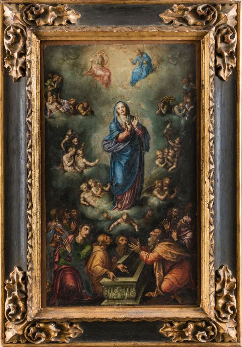 ESCUELA ITALIANA, "Asunción de la Virgen", Óleo sobre tabla