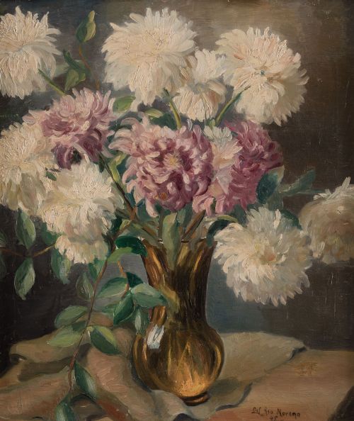 JOSÉ MARÍA DEL RIO MORENO, "Florero con crisantemos", 1945,