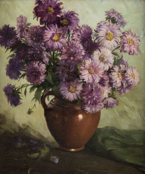 ALEJANDRO ALONSO ROCHI, "Jarrón con flores", Óleo sobre lie