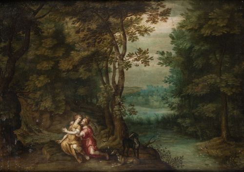 JAN BOOTS, "Júpiter y Calisto", Óleo sobre cobre